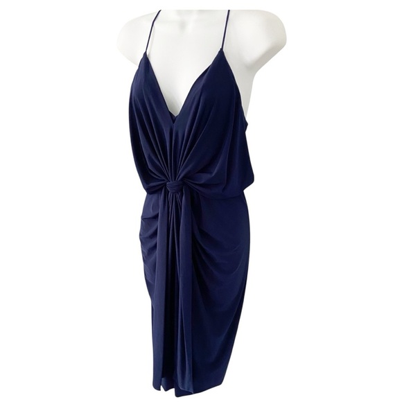 T-Bags Los Angeles Draped Midnight Blue Cocktail Dress Misa size Small - Picture 3 of 10